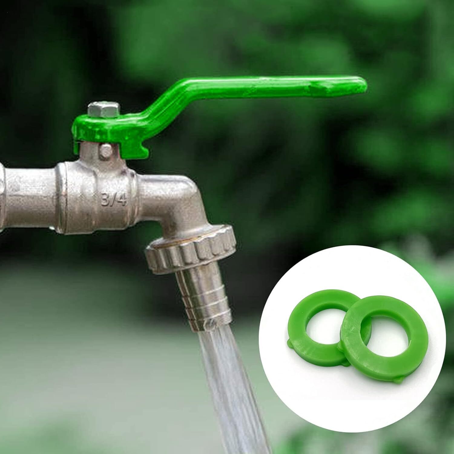 Green Leak Preventing Silicone Washer Gasket for Standard 3/4″ Garden Hose Fitti