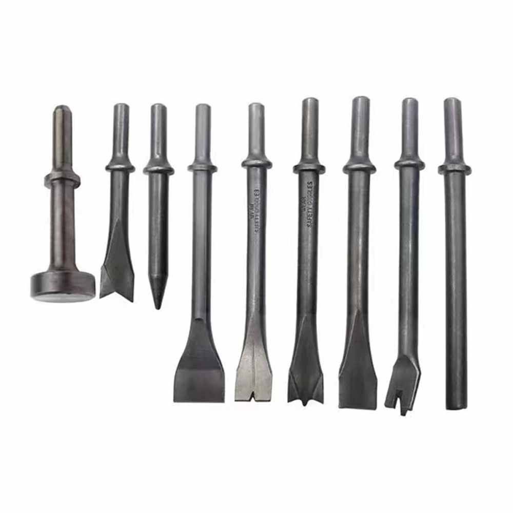 9 Piece Air Hammer Chisel Set Air Hammer Punch Chipping Bits Set 0.39In Shank