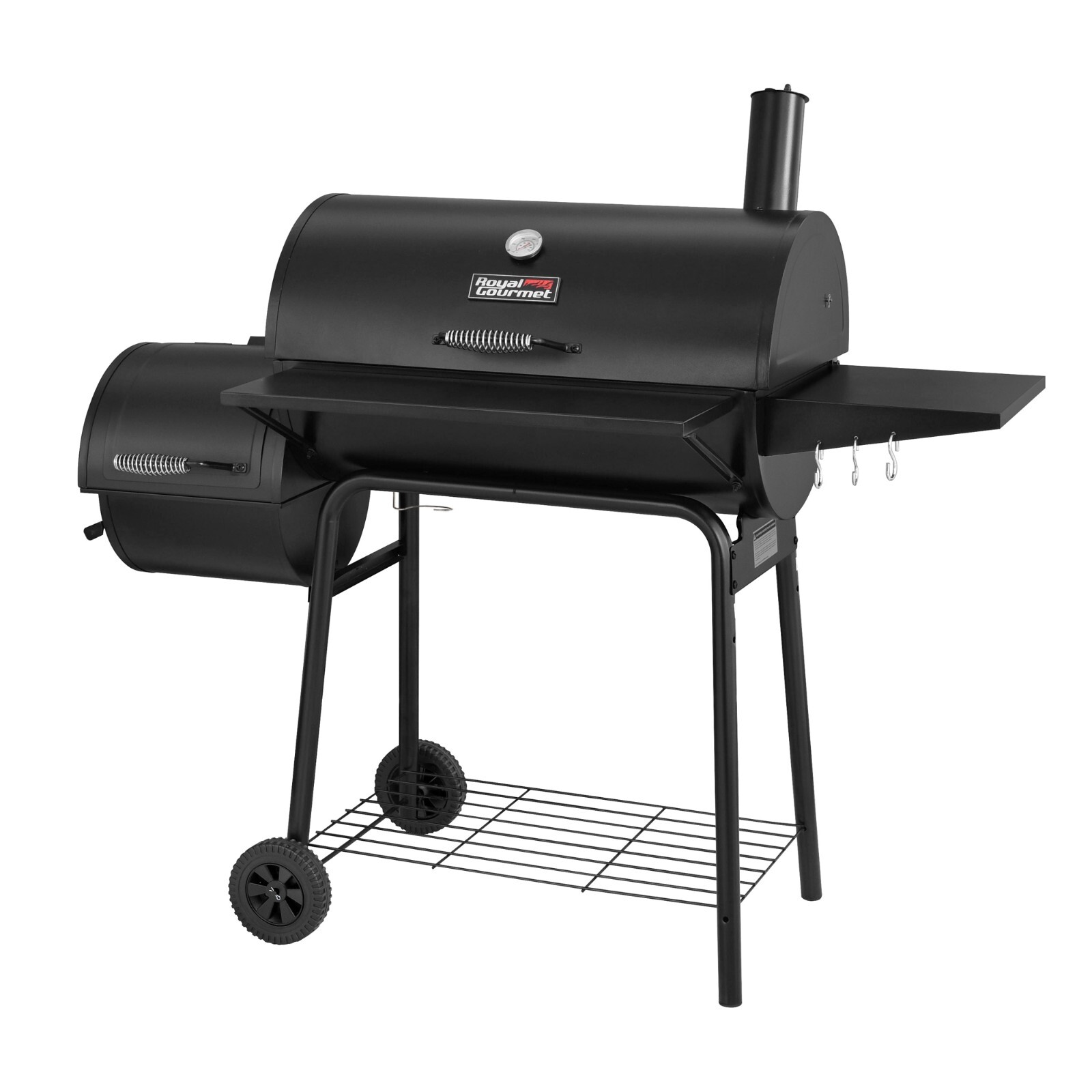 Royal Gourmet 30-Inch Charcoal Grill & Offset Smoker with Fixed Side Table