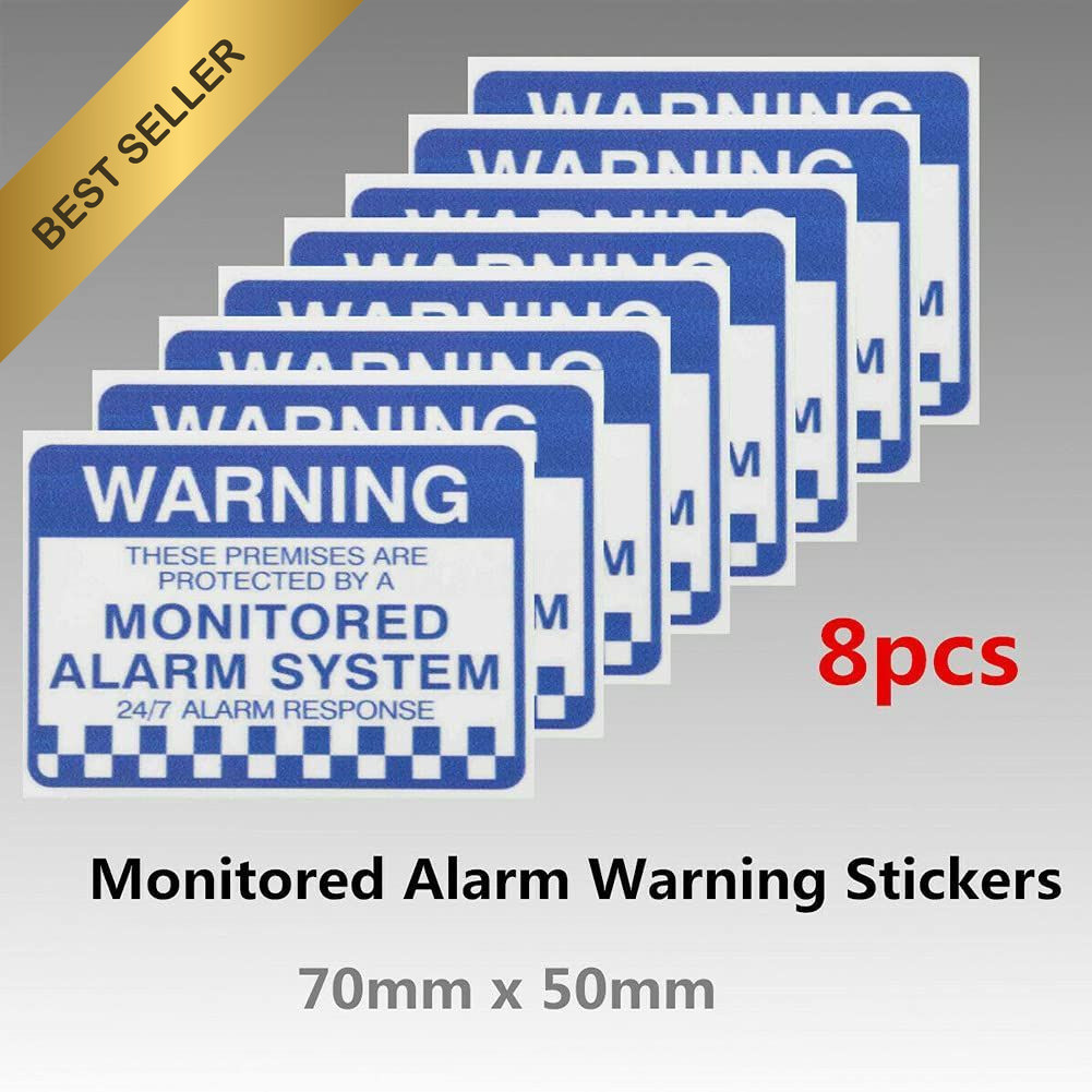 8 Pcs Security Alarm System Sign Waterproof Monitored Warning Sticker Decals
