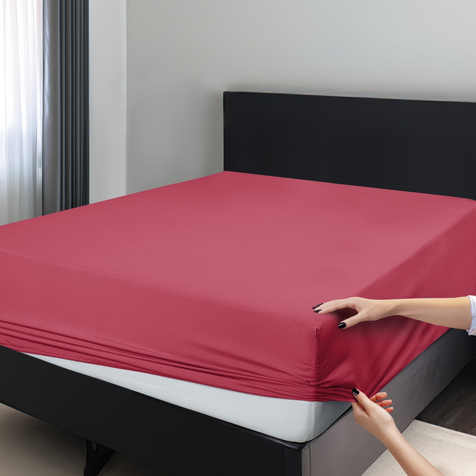 1800 Deep Pocket Fitted Sheet Queen King Fully Elastic Fitted Sheets Bed Sheets