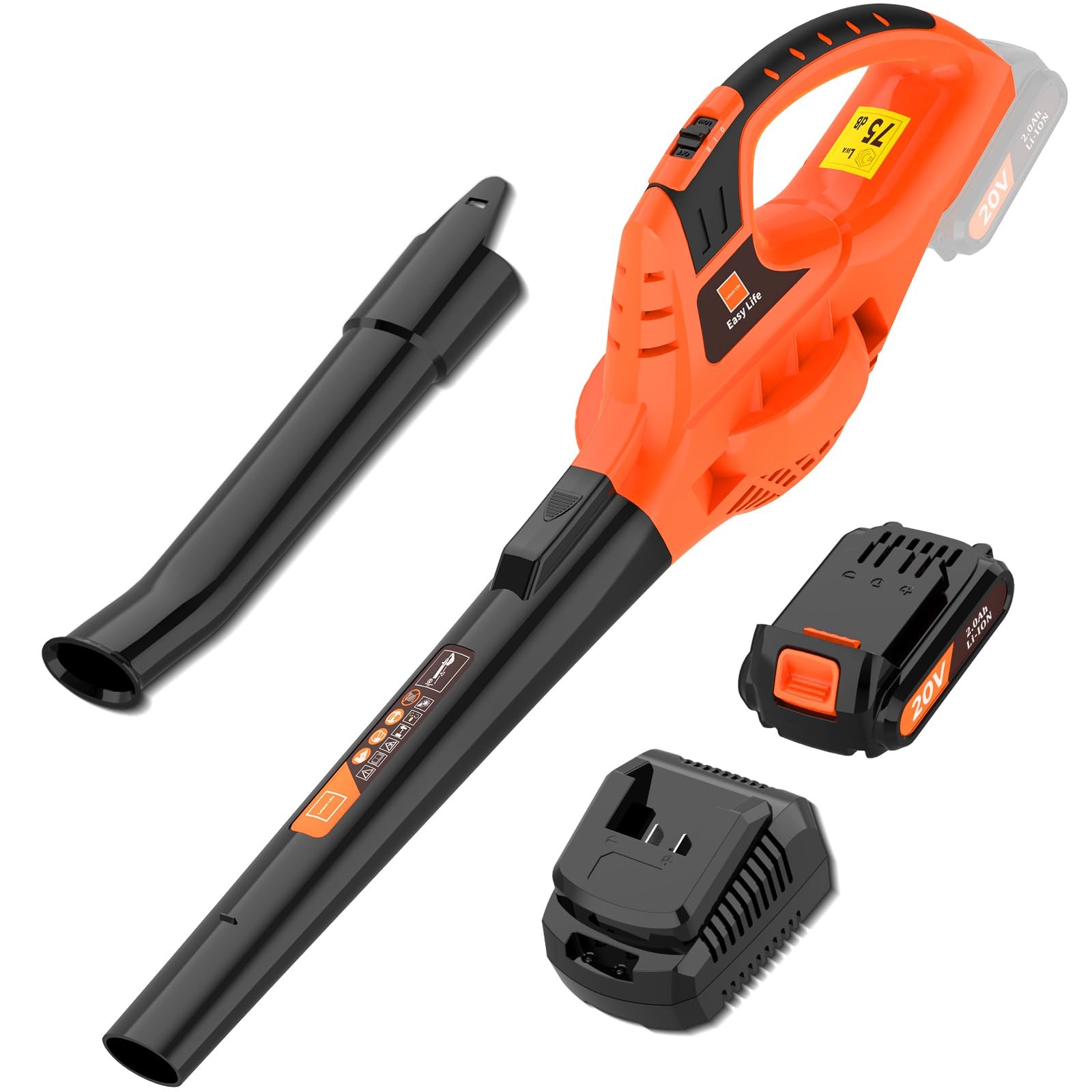 Leisch Life 21V Leaf Blower Cordless | Handheld Electric Lightweight Orange