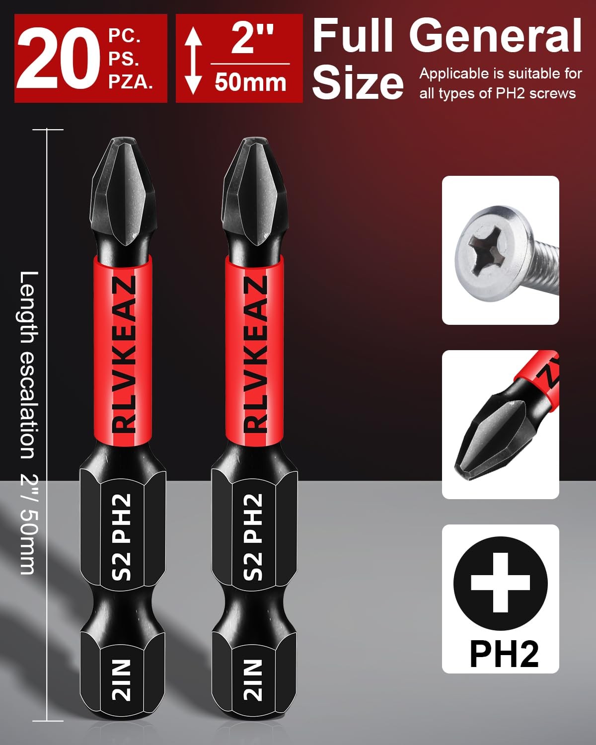 20-PCS Phillips Bits 2 Impact, Magnetic 2 Phillips Head Drill Screwdriver Bi…