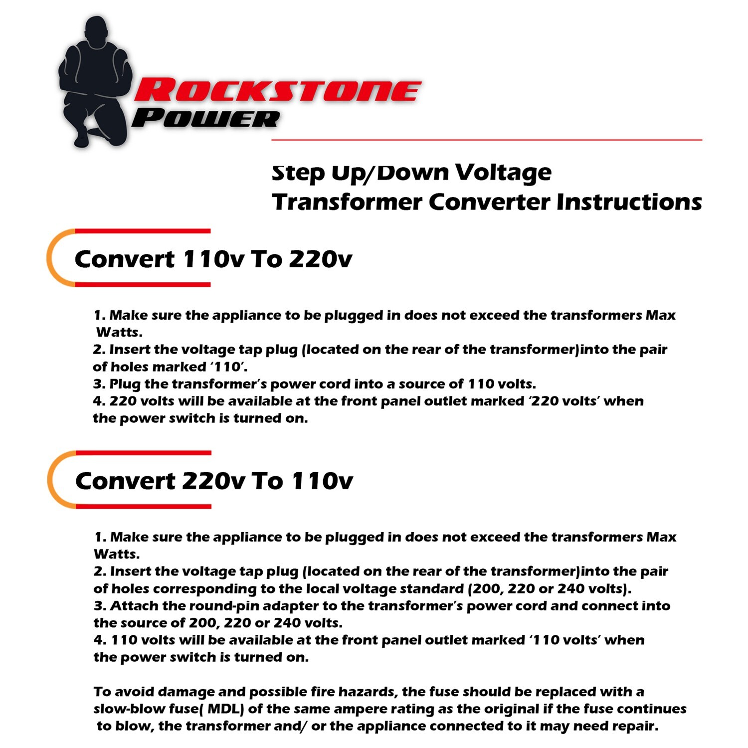 ROCKSTONE POWER 3000W Step Up/Down Voltage Converter Transformer 110V/220V