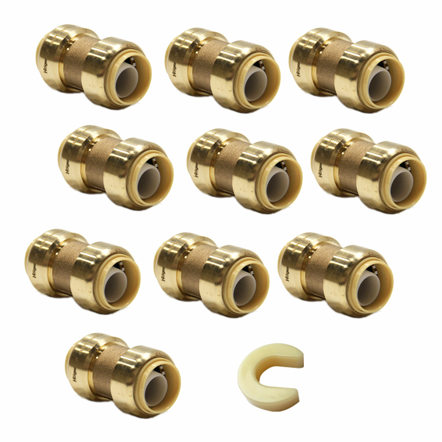 EFIELD 10 PCS 1/2″ X 1/2″ PUSH FIT COUPLINGS BRASS FITTINGS WITH Clip, NO LEAD