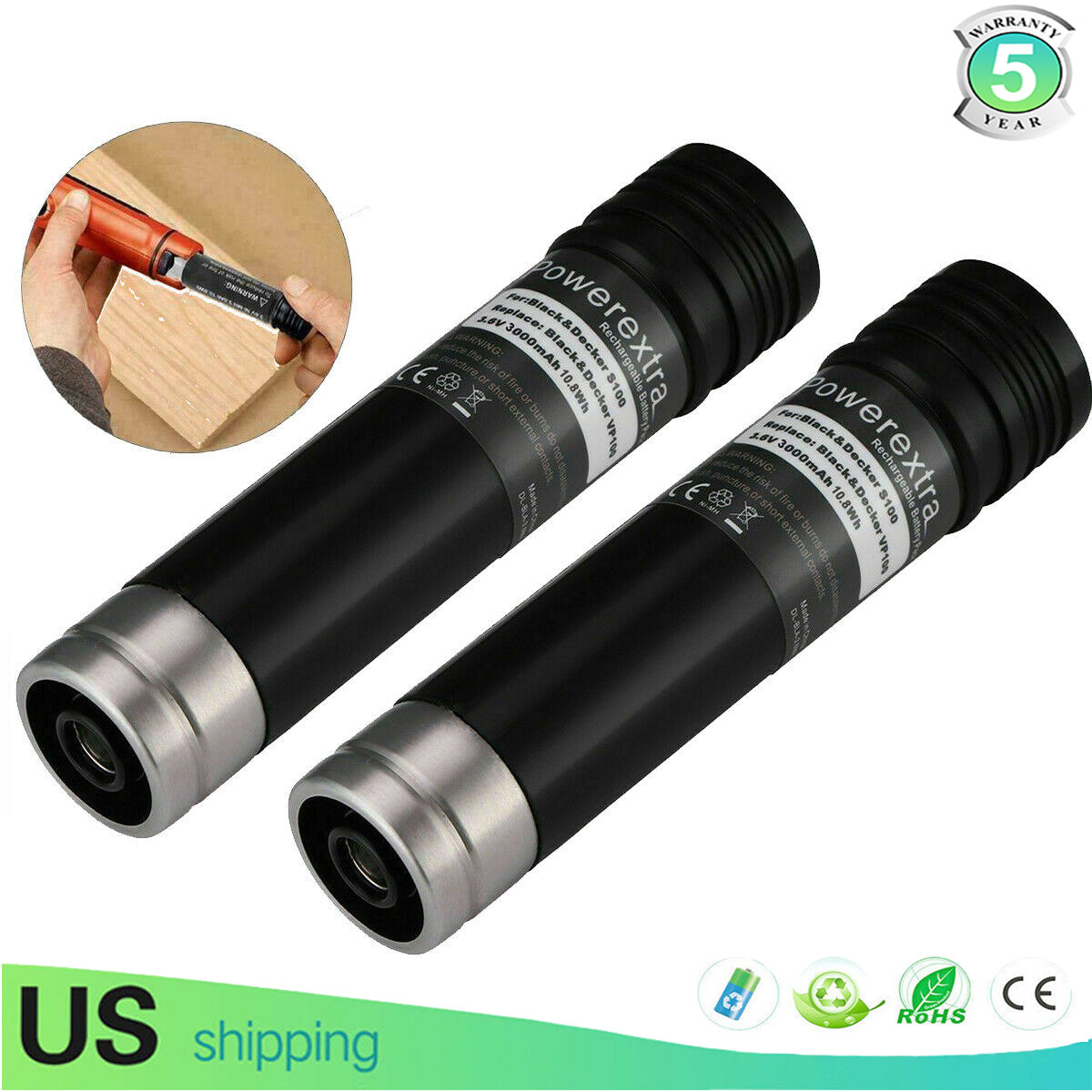 2Pack For Black Decker 3.6V 3.6Ah Battery Versapak Gold VP100 VP105 VP110 US