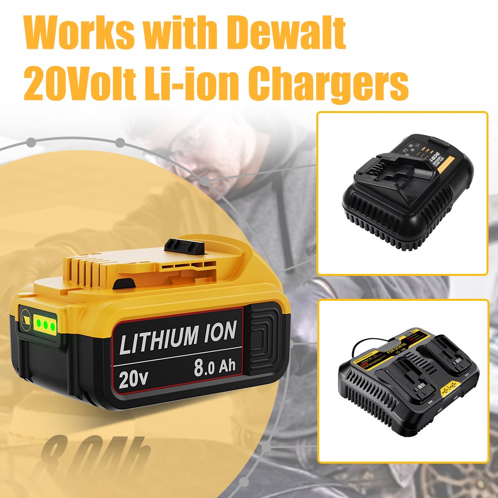 1/4PACK For DeWalt 20V 20 Volt Max 8.0AH Lithium Ion Battery DCB206-2 DCB205-2
