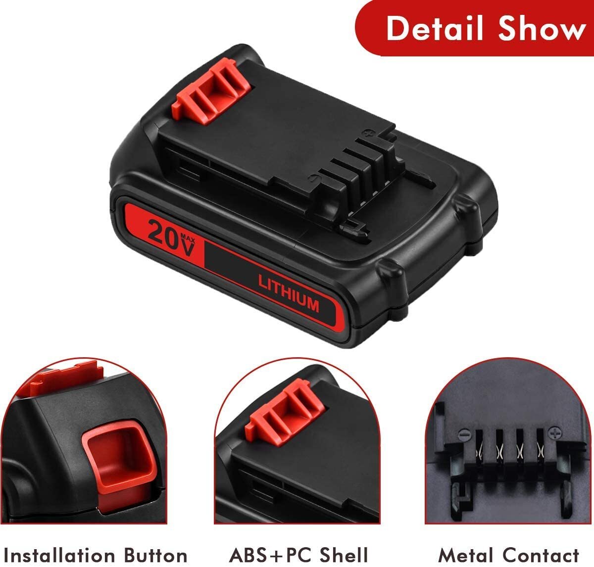 2Pack 20V Lithium-ion 1.5Ah Battery/Charger for BLACK DECKER 20 Volt LBXR20 LB20