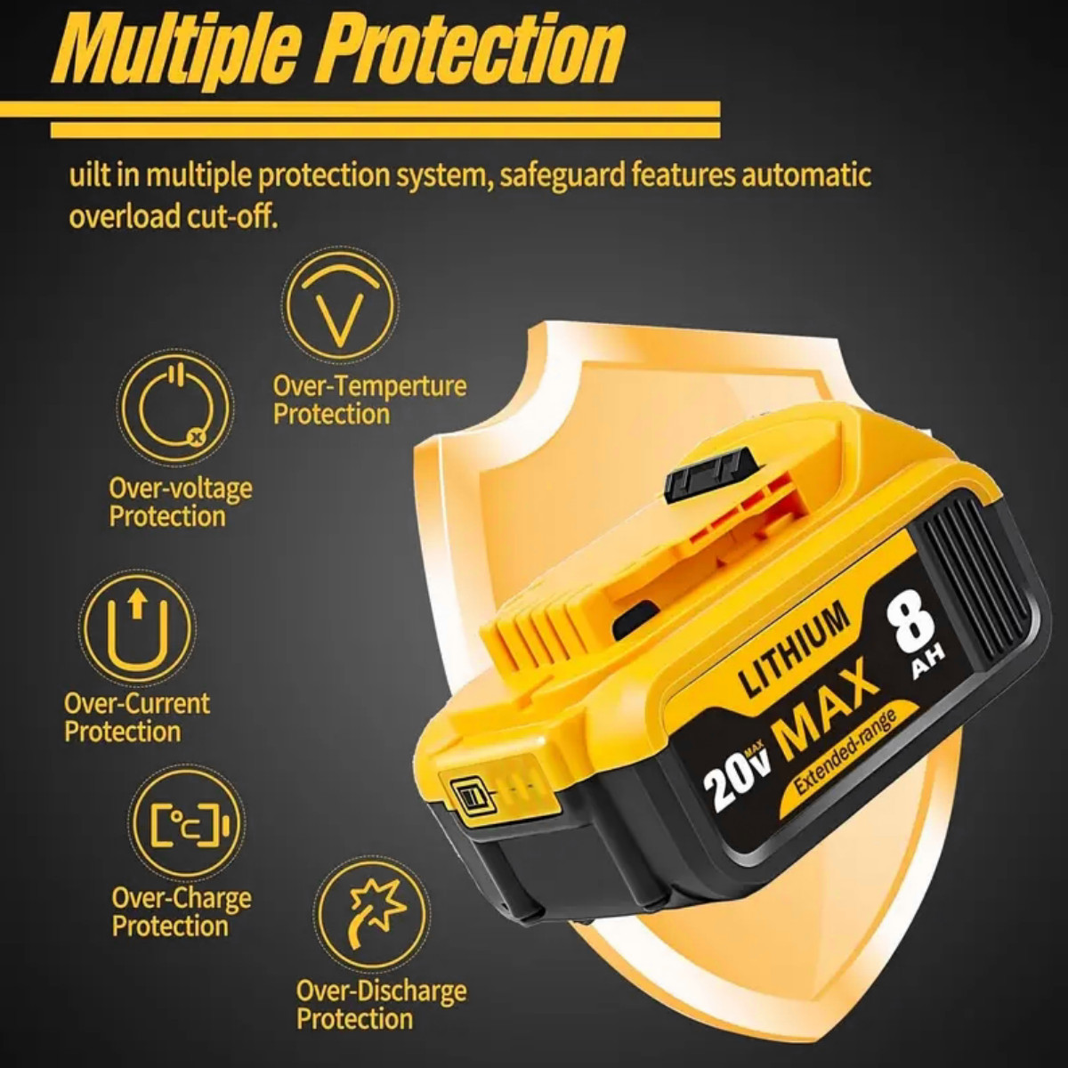 4PACKS,20V 8.0Ah Replacement for 20V Max Battery 8000Mah Compatible with for 20V