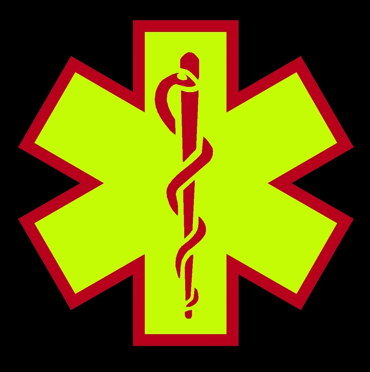 Fluorescent Yellow Red Reflective Star Of Life Decal Fire EMT EMS multiple size