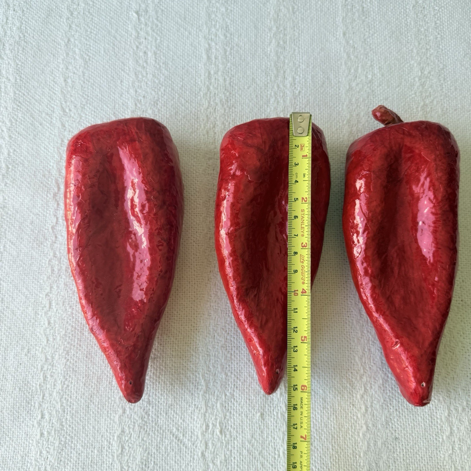 Vintage Paper Mache Chili Peppers Faux Veggie Decor Mexican Ristra Lot Of 3