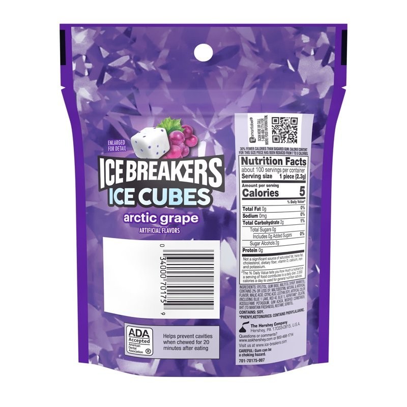 Ice Breakers Ice Cubes Arctic Grape Sugar Free Gum 8.11 oz 100 pcs