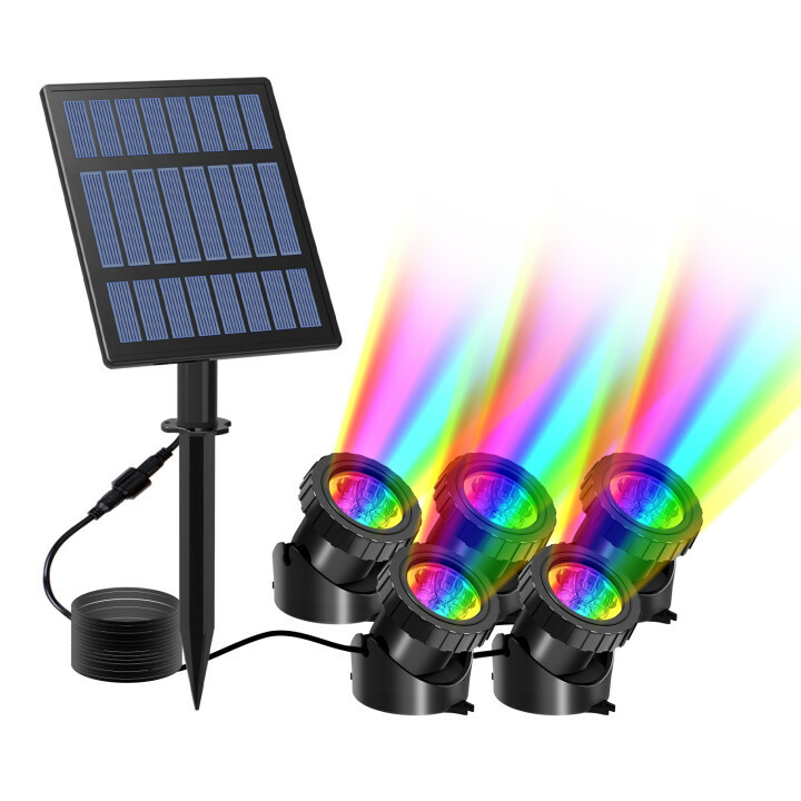T-SUN 5 in 1 Solar Pond Lights LED Submersible Multicolored Fountain Pool Lamps