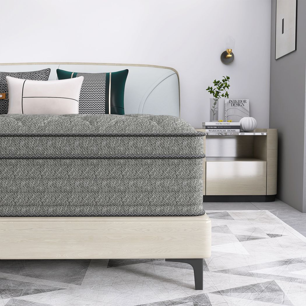 12″ 14″ Twin Full Queen King Size Mattress in a Box Memory Foam Spring Gray Bed