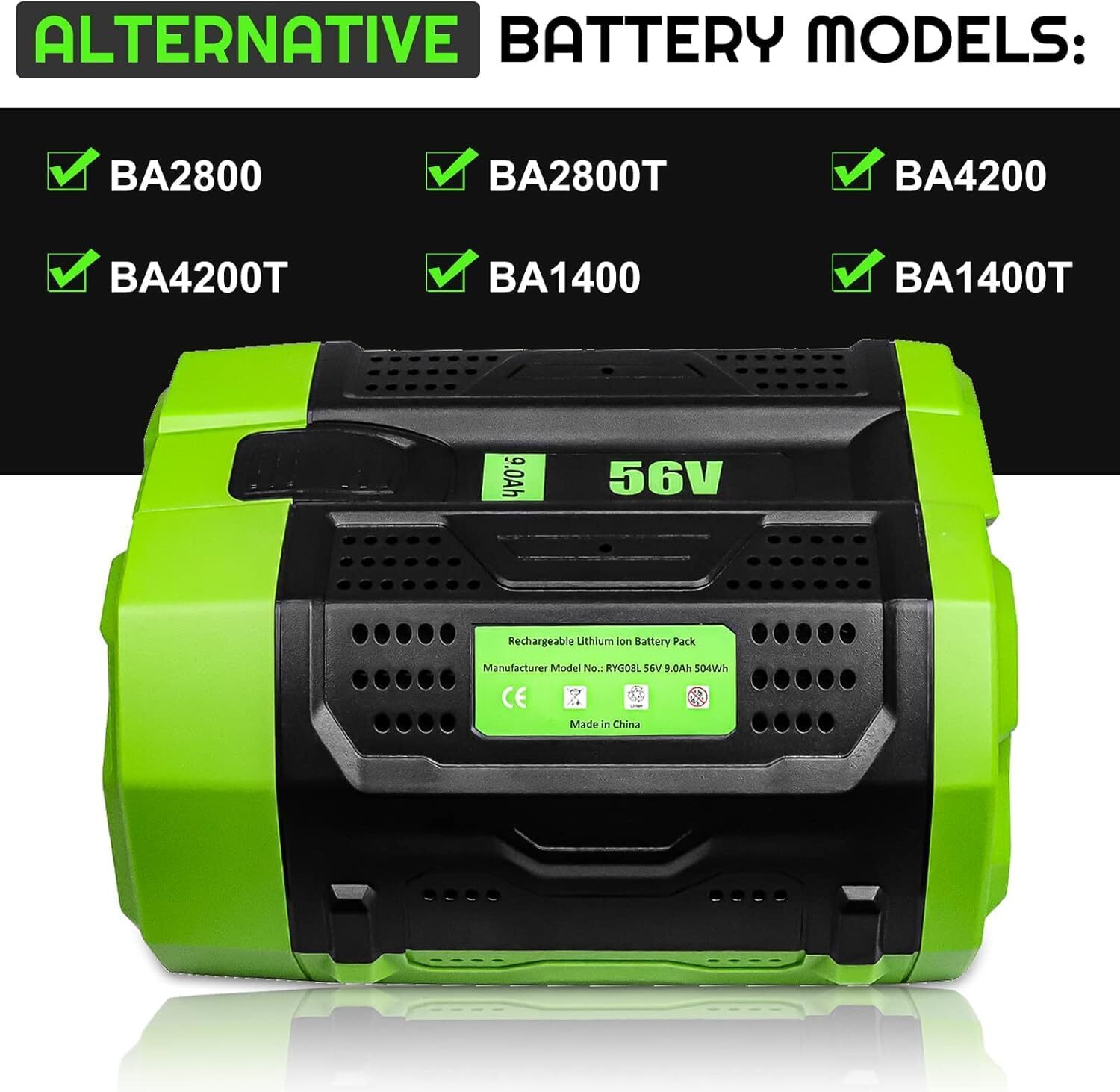 For EGO POWER+ 56V 12Ah ARC Lithium upgrade Battery BA6720T w/ Fuel Gauge