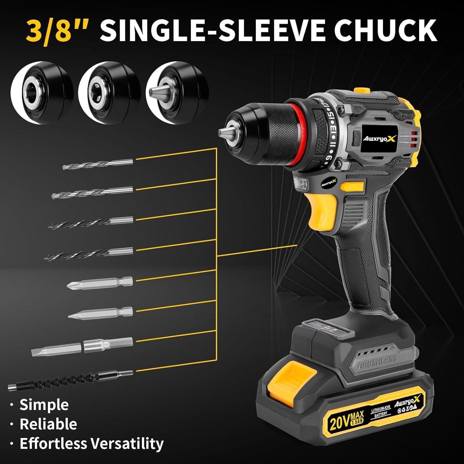 NEW Brushless Cordless Drill Set 20V 60Nm 135pcs Tool Kit 2 Battery
