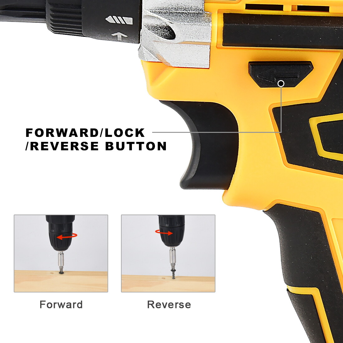 Cordless Screwdriver Drill Kit Electric Rechargeable Power Tool Set W/2 Battery