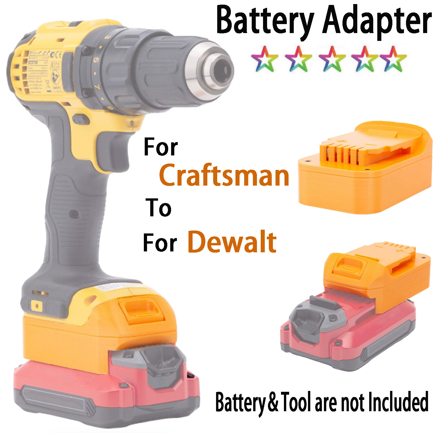 For Craftsman 20V Max Li-ion Battery Adapter to for Dewalt 20V Max Power Tools