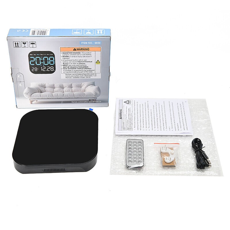 Wall Clock Remote Control Temperature Date Week Display Adjust LED Large Digital