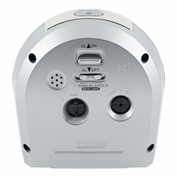 21103 Equity by La Crosse Night Vision Silent Sweep Analog Alarm Clock – Silver