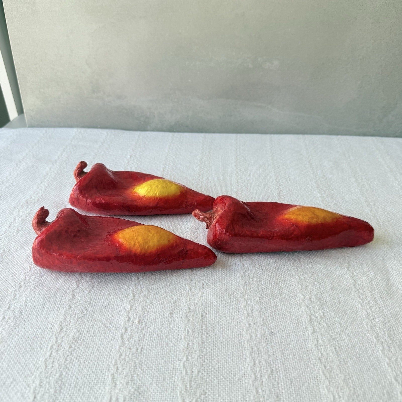 Vintage Paper Mache Chili Peppers Faux Veggie Decor Mexican Ristra Lot Of 3
