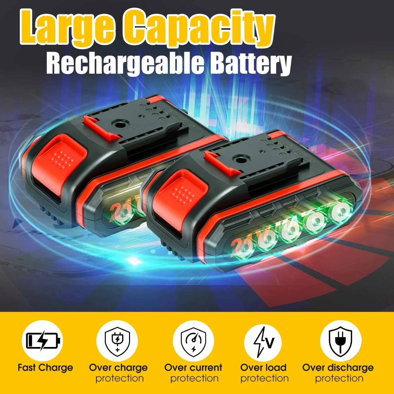 8 inch Mini Chainsaw with 2 Battery, Portable Cordless Lightweight Handled Chain
