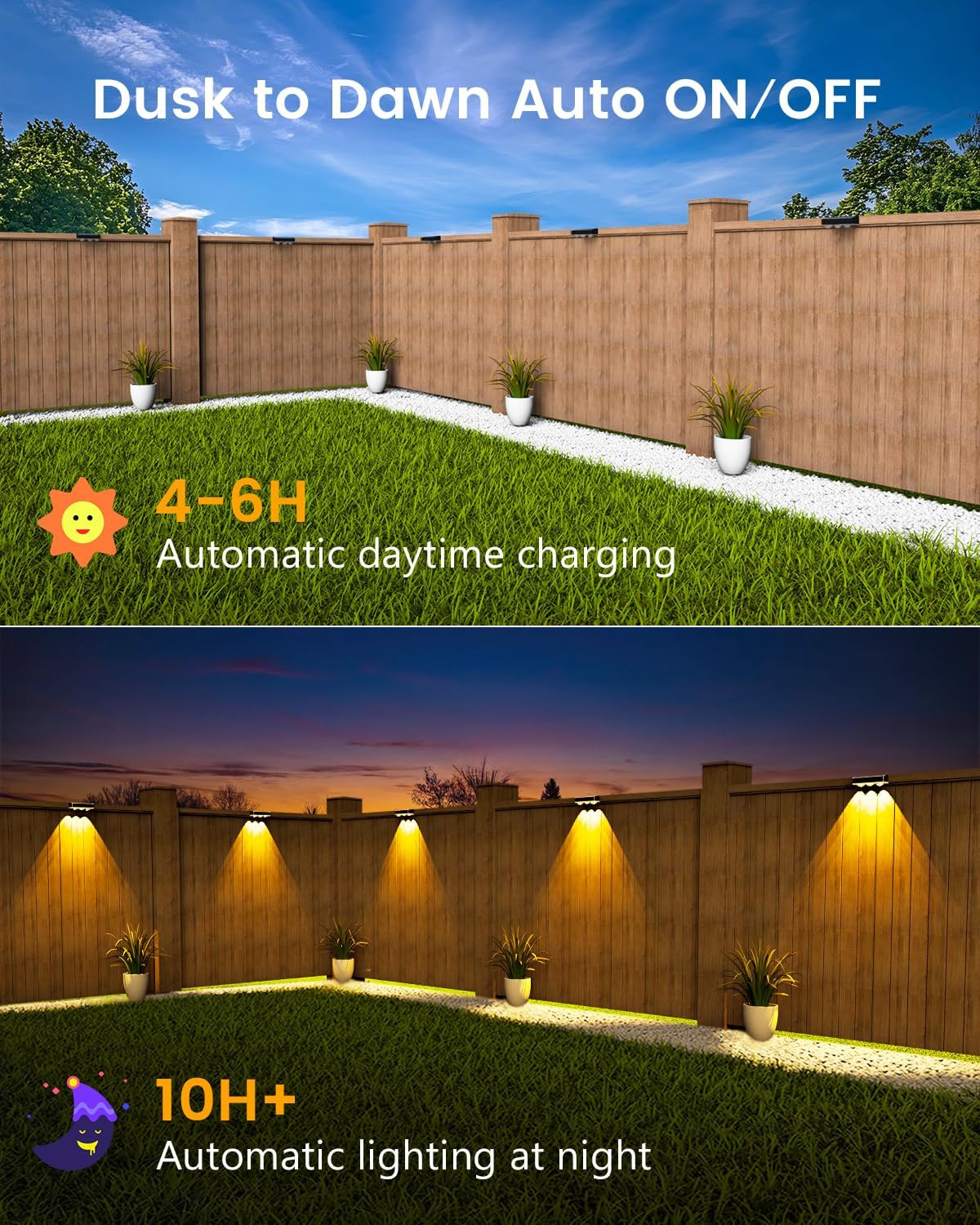 Solar Fence Lights Outdoor Waterproof Led, 12Pack,1300Mah,6 Inch Solar Lights fo