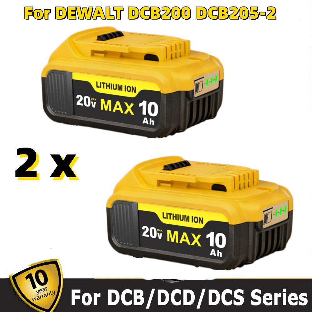 Pack For DeWalt 20V 20 Volt Max XR 10.0AH Lithium-Ion Battery DCB206-2 DCB205-2