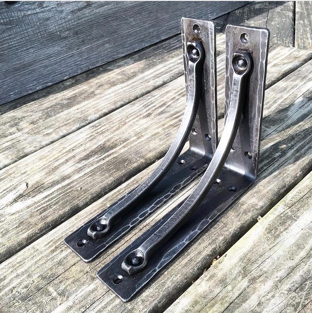 5″x7″ Metal Shelf Brackets: Hand Forged Iron Black Rustic Metal Kitchen Corbel