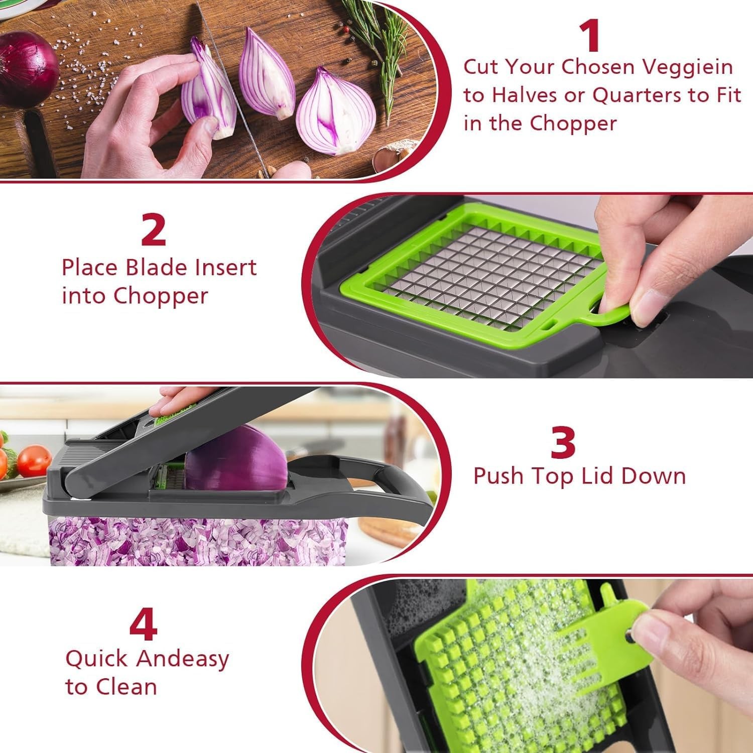 Vegetable Chopper: 16 in 1 Food Chopper – Onion Vegetable Slicer Cutter Dicer…