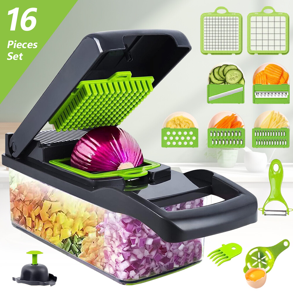 16-In-1 Vegetable Fruit Kitchen Chopper Cutter Food Onion Veggie Dicer Slicer