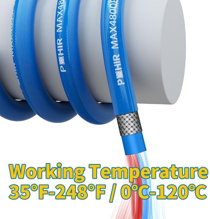 2ft Pressure Washer Hose 3/8″ | 4800 PSI with Quick Connect for Hot & Cold Water