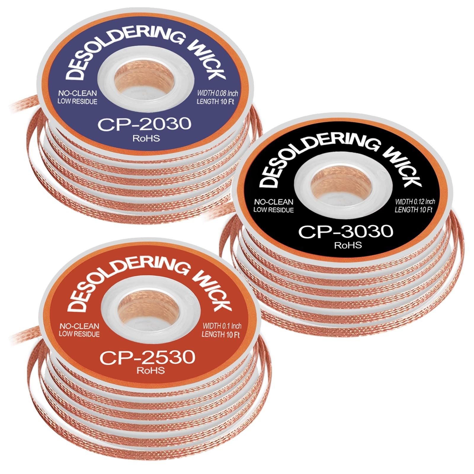 JoTownCand 3PCS Premium Desoldering Wick – 3 Sizes Solder Wick Braid 0.08″ 0….