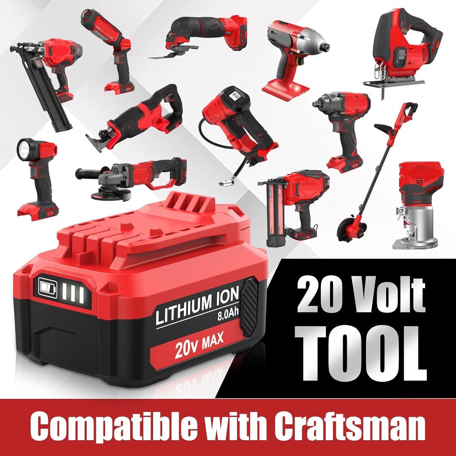 2PACK 20V 8.0AH For Craftsman 20 Volt MAX Li-ion Battery CMCB204 CMCB202 CMCB201