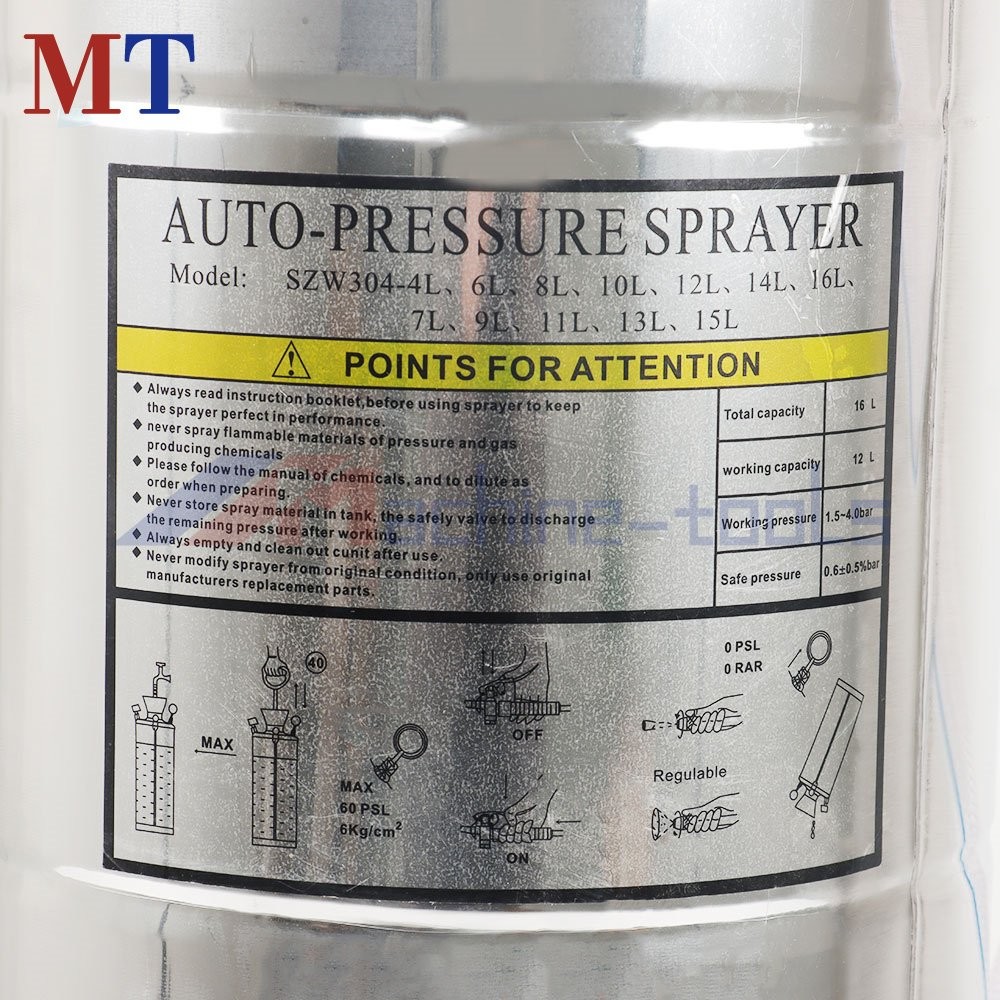 3.5 Gallon Pump Sprayer Stainless Steel Sprayer For Lawn Garden 14L Garden Spray