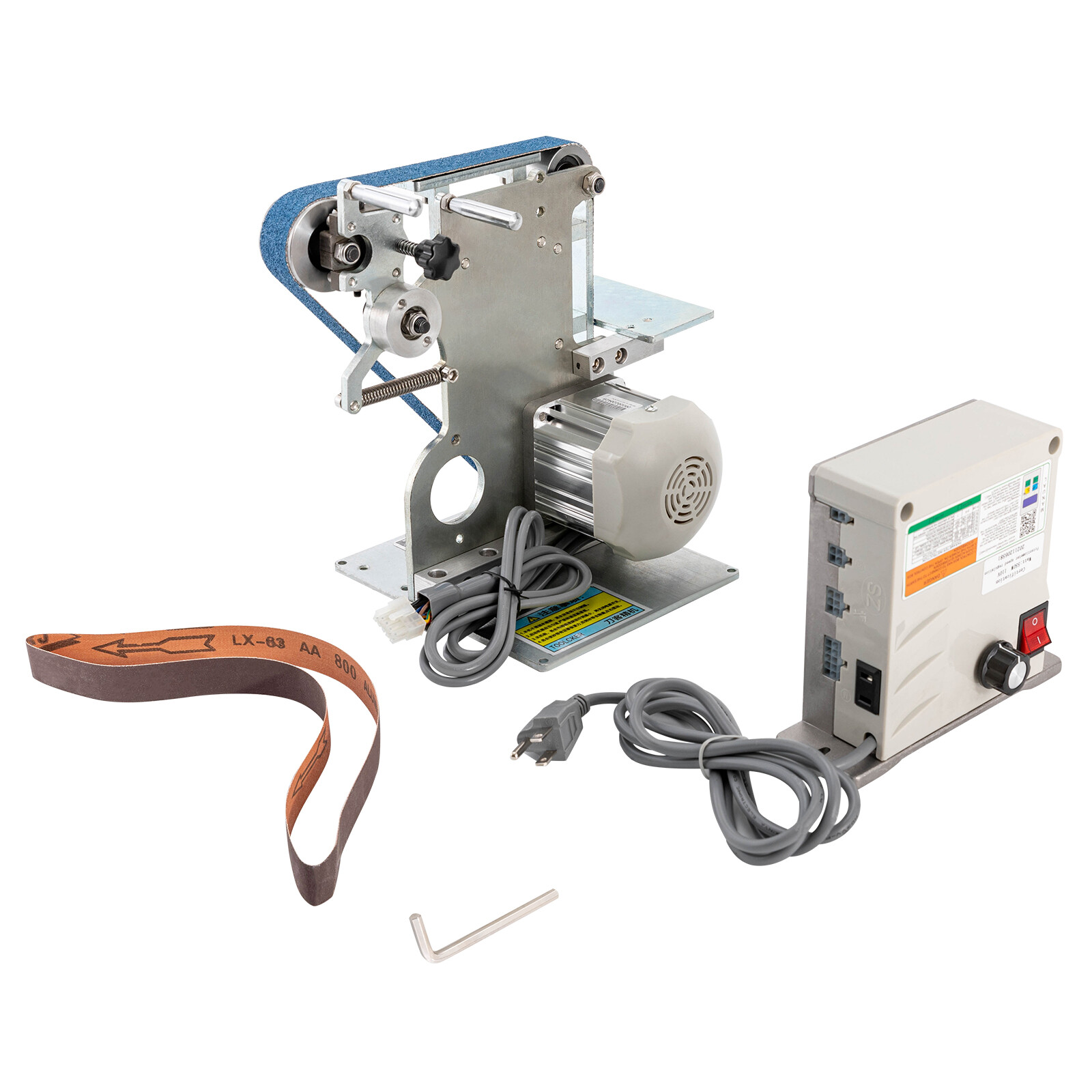 550W/0.8HP Belt Sander 6000rpm Disc Polisher Grinder Work Table w/ Controller