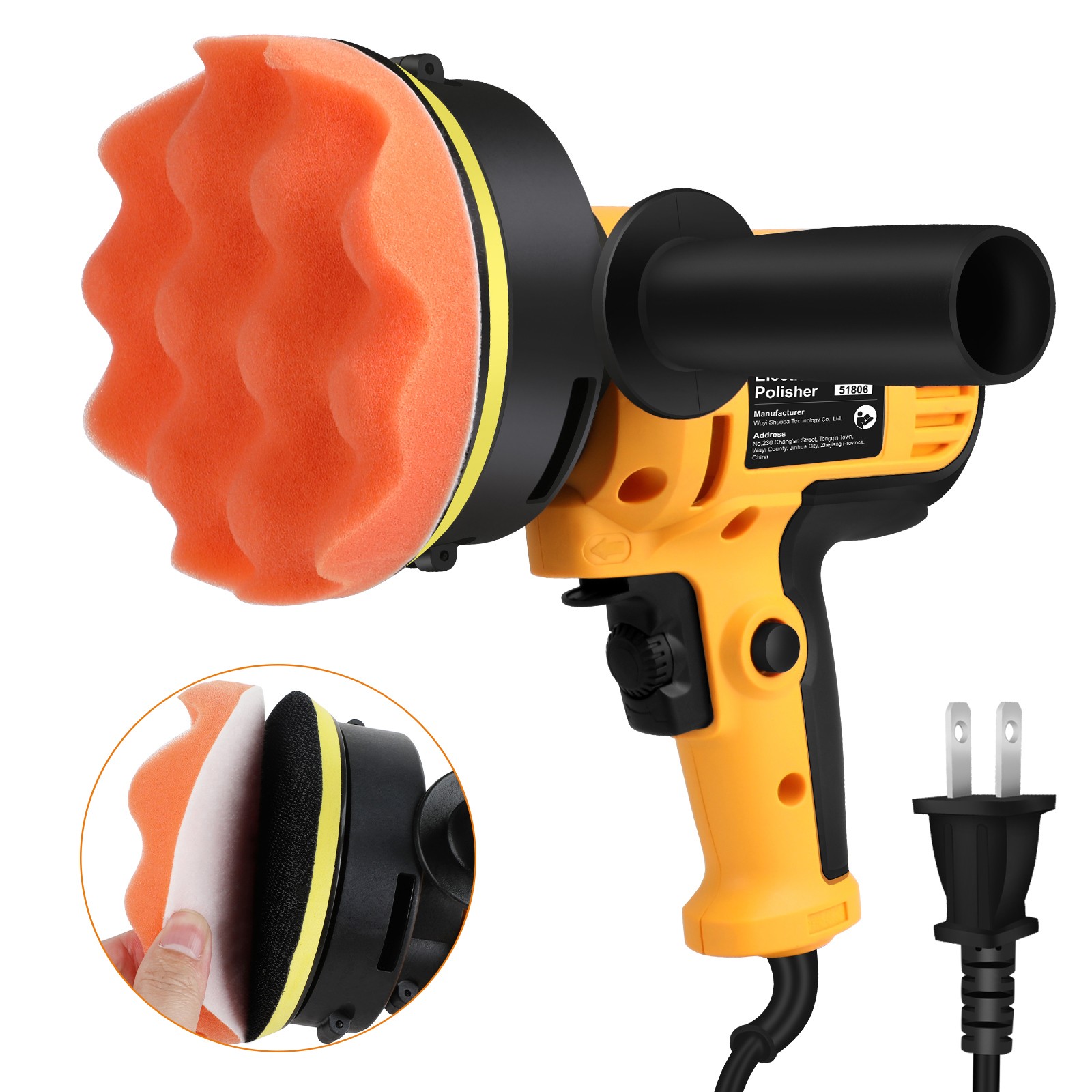 800W Car Polisher Buffer Sander Polishing Machine Kit Waxing with 5″ Pad Bonnet