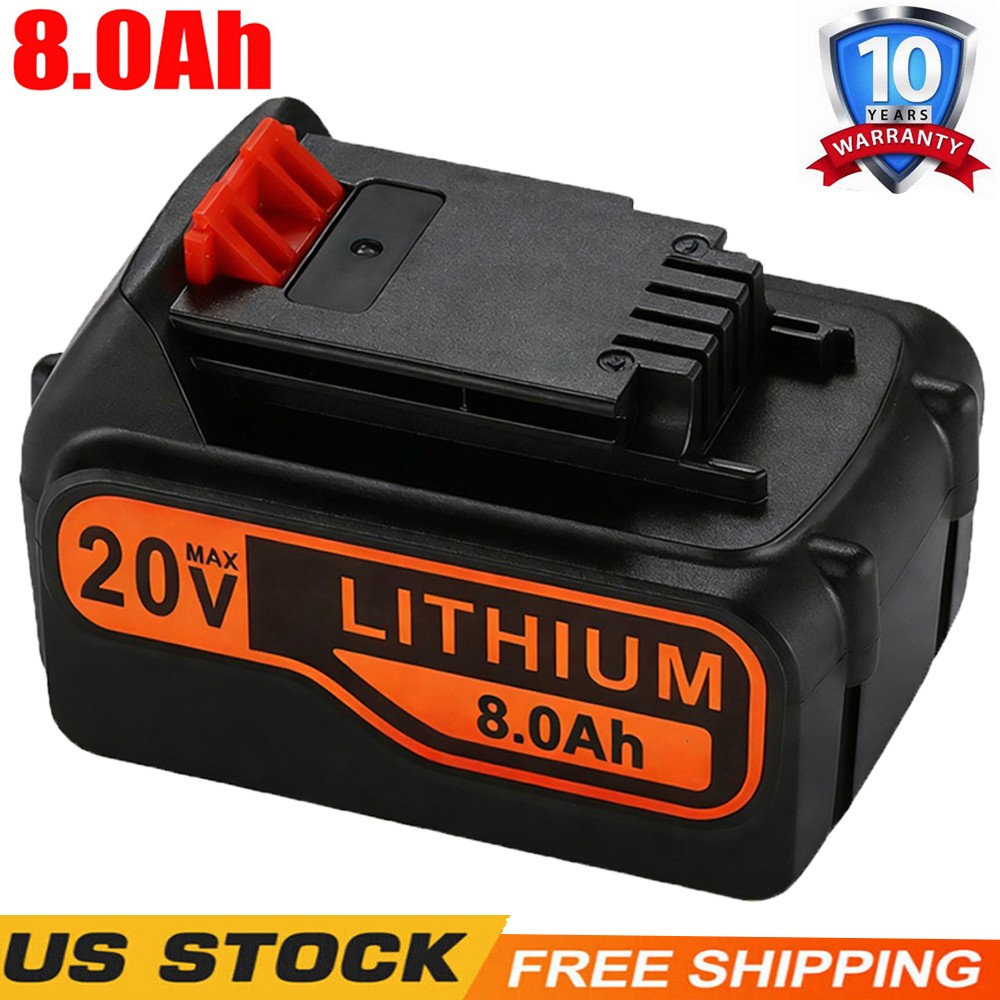 8.0AH 20V Lithium Battery for BLACK DECKER 20Volt LBXR20 LBX20 LB20 LB2X4020 New