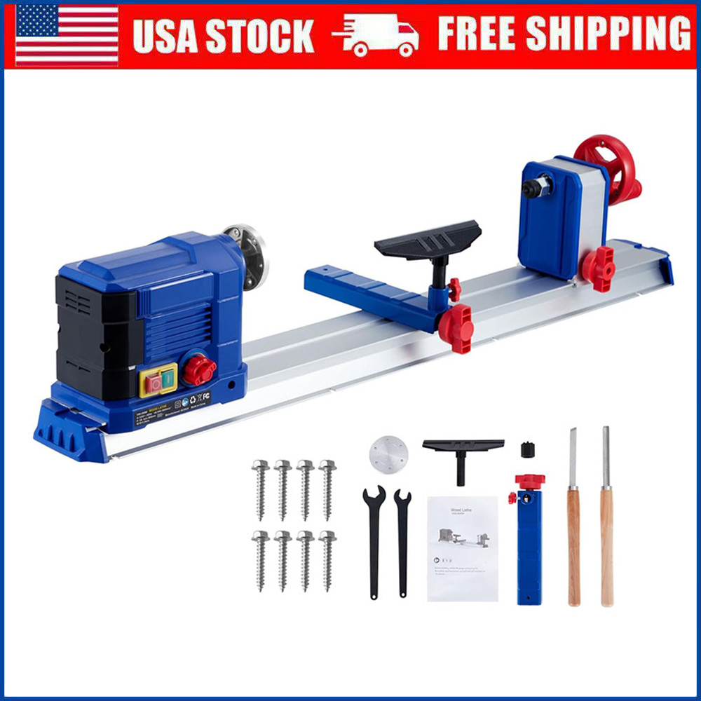10″ x 24″ Benchtop Wood Lathe Machine 0.8HP 600W Wood Lathe Machine 800-3000 RPM