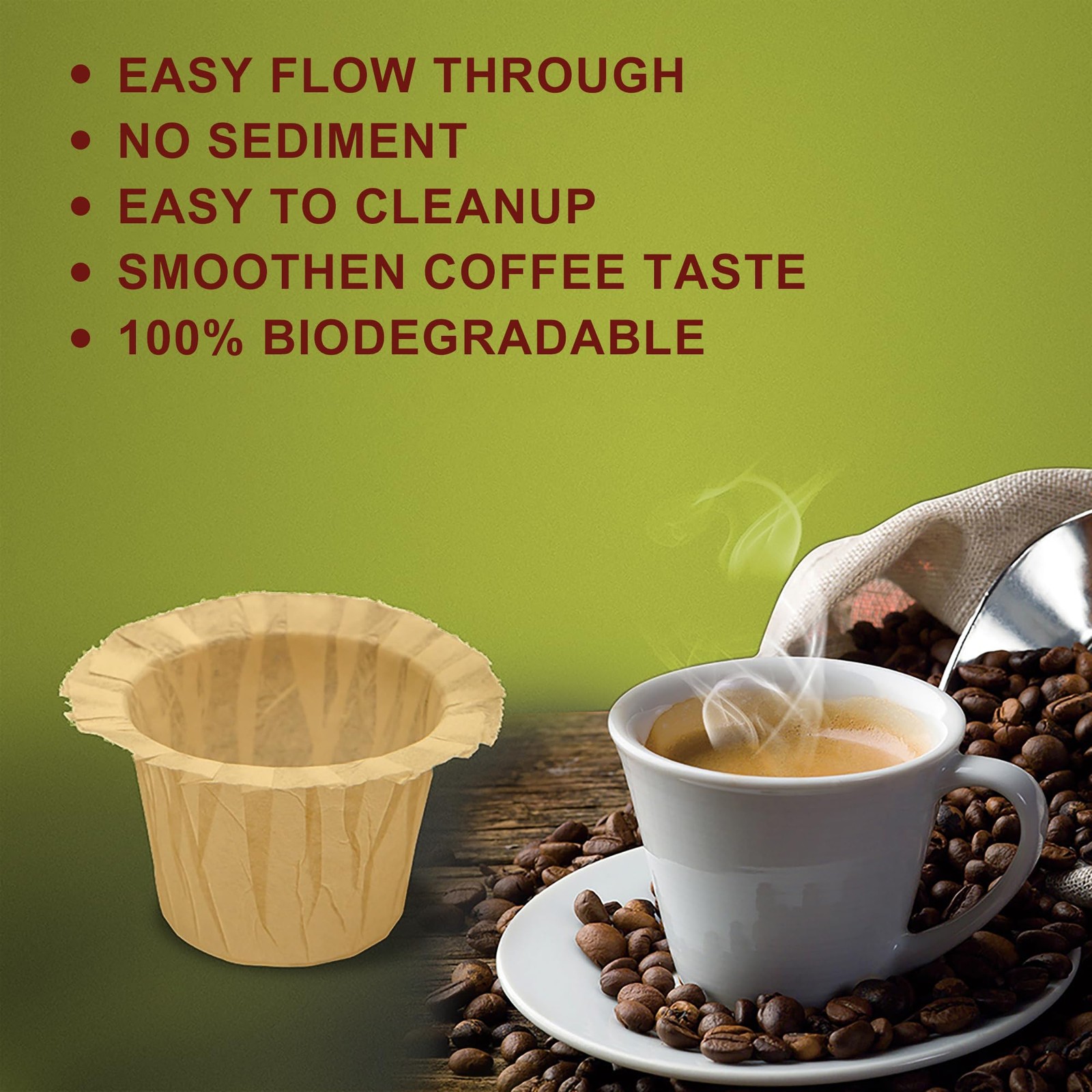300 Count Natural Disposable Coffee Paper Filters, Compatible with Keurig 1.0…