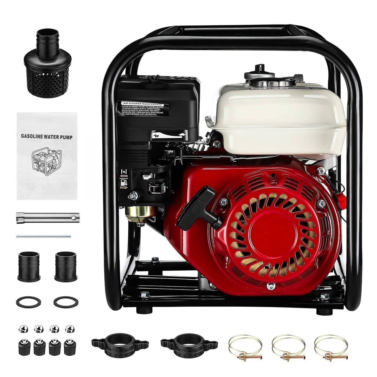 Gasoline Engine Water Pump Gas Powered Water Transfer Pump Kit – 2″ 7HP 4-Stroke