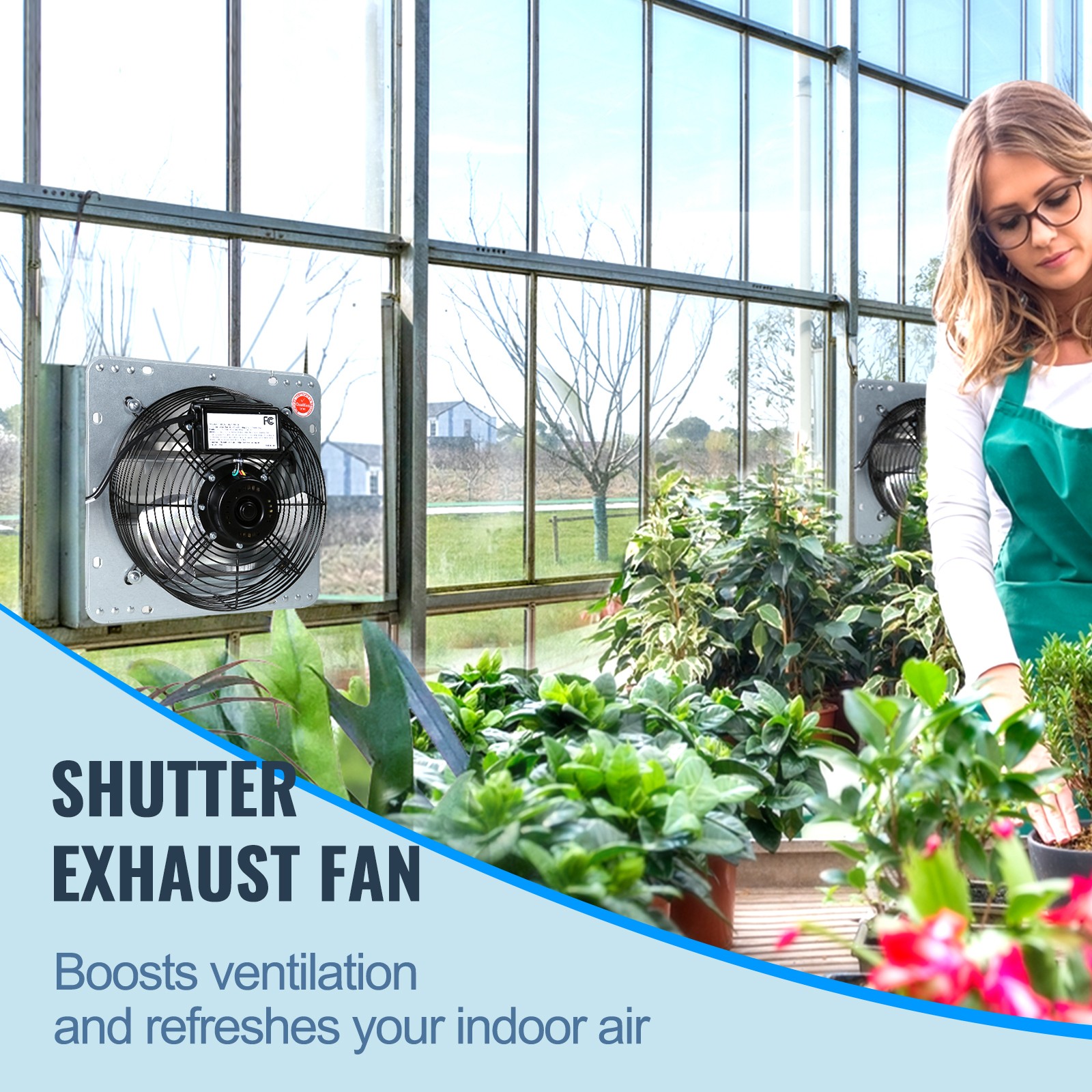 VEVOR Shutter Exhaust Fan Shop Exhaust Fan 10” Wall Mounted Aluminum 820 CFM