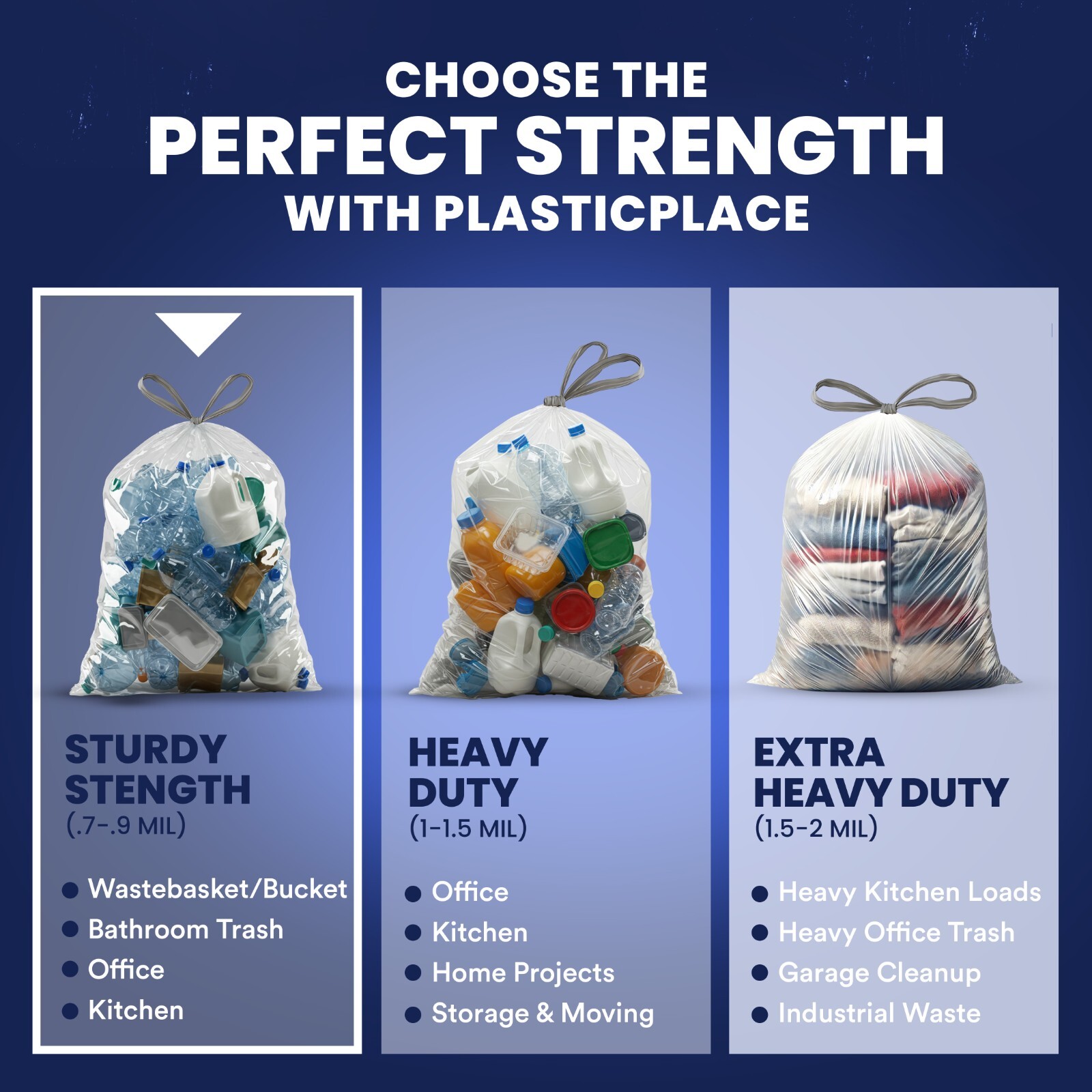 Plasticplace 13 Gallon Extra Tall Drawstring Trash Bags -Clear, Case of 200 Bags