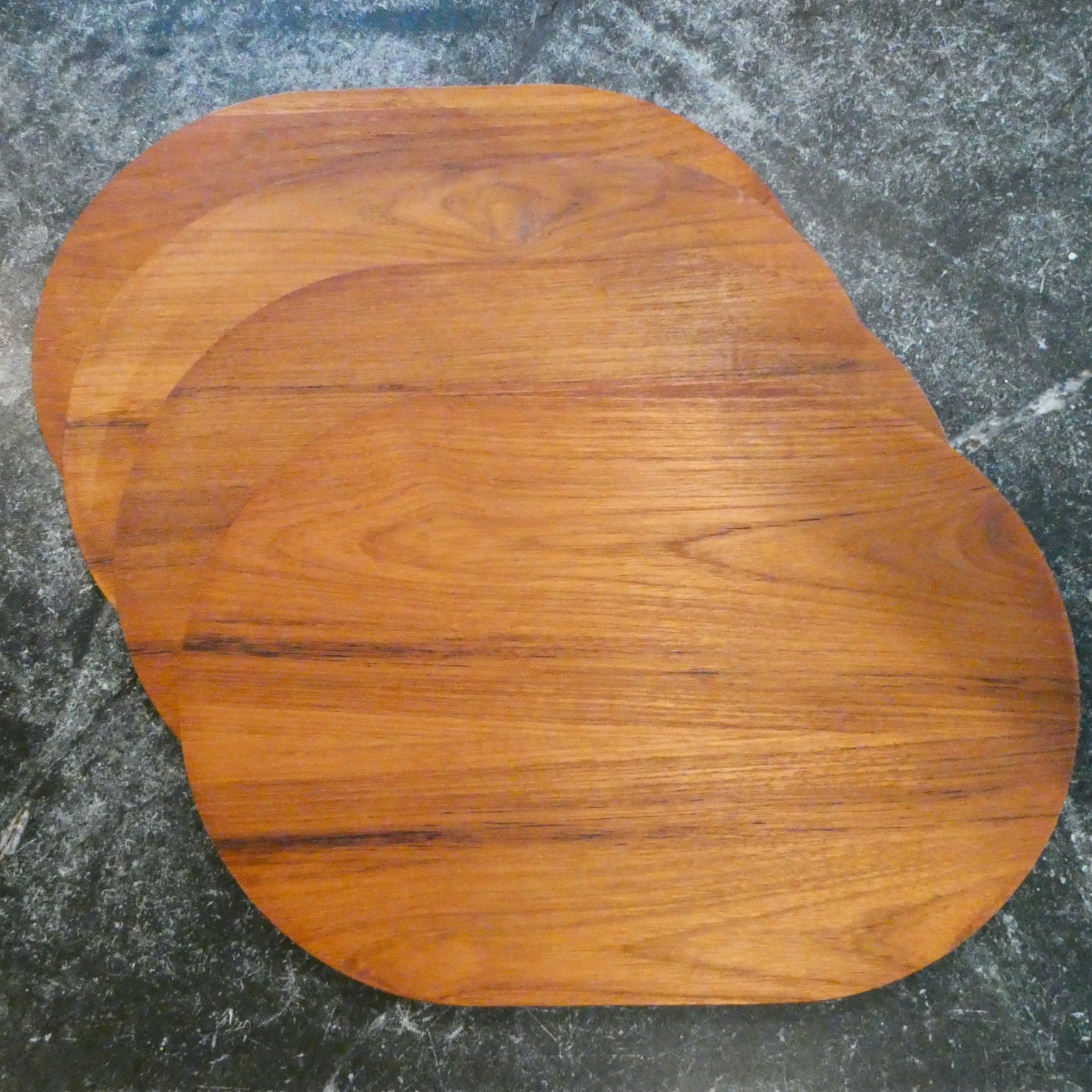 Kalmar Solid TEAK Wood Oval Placemats 4 Piece Set 12.75×18 Vintage Thailand MCM