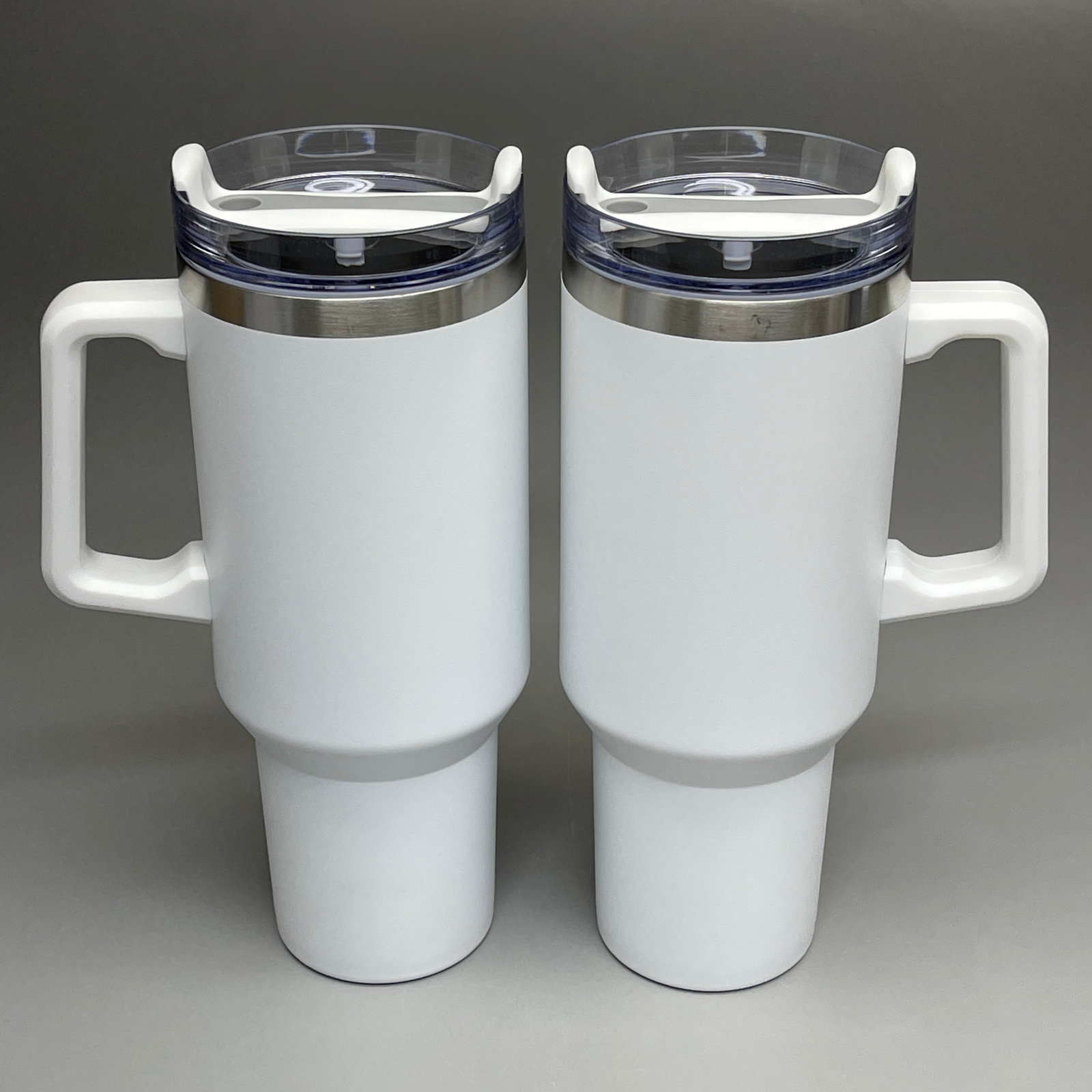 TUMBLER (2 PACK) Insulated Stainless Steel Travel Mug w/ Lid Handle Straw 40 oz