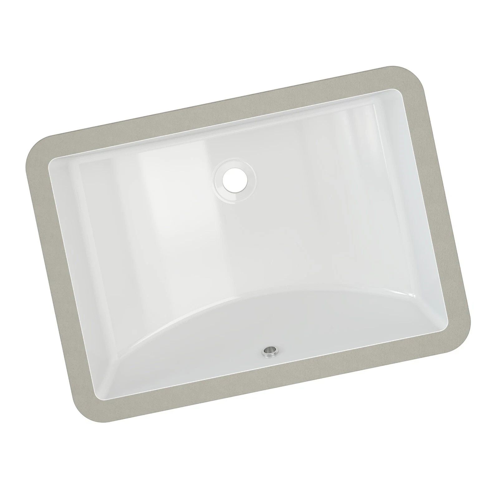 Rectangle Undermount Bathroom Sink, 20” x 14” White Ceramic Under Mount Sink