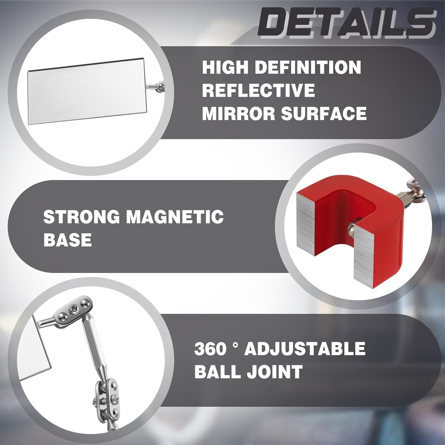 2 Pcs Rectangular Inspection Mirrors Magnetic Base Welding Mirror 4″ X 2″ Magnet