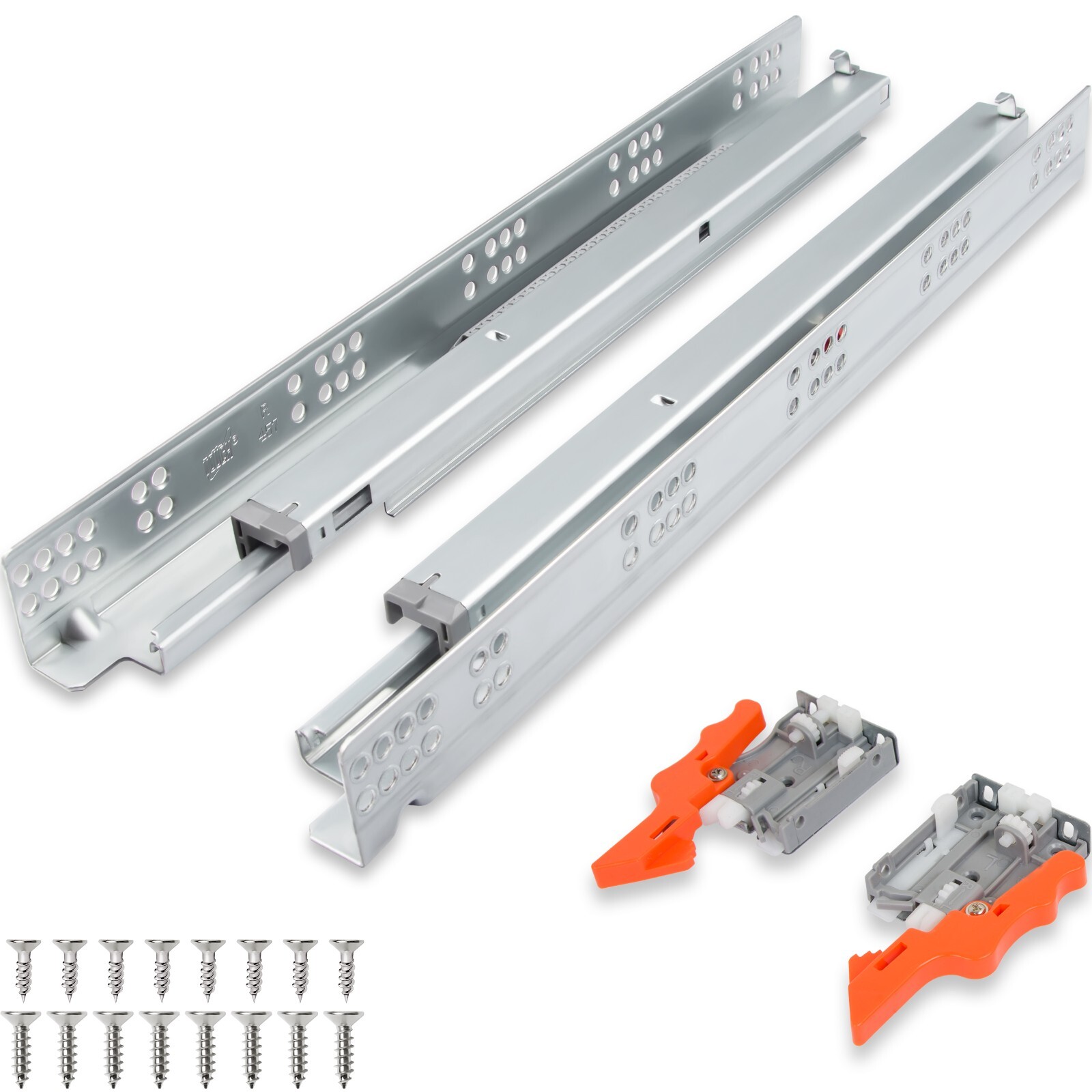 Undermount Drawer Slides Soft Close 12 15 18 & 21 inch For 1/2-5/8″ Side Panel