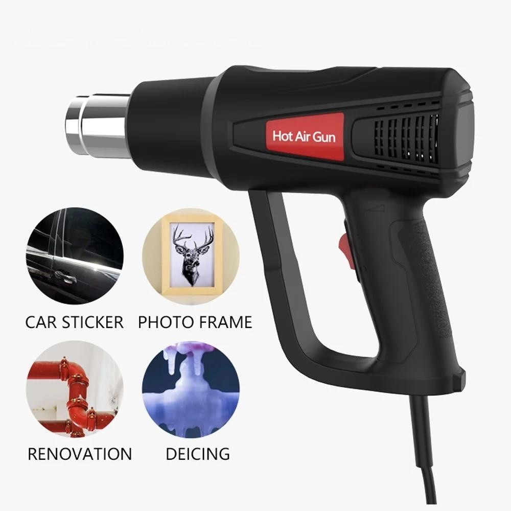2500 Watt Heat Gun Hot Air Gun Electric Dual Temperature 4 Nozzles Power 2000W