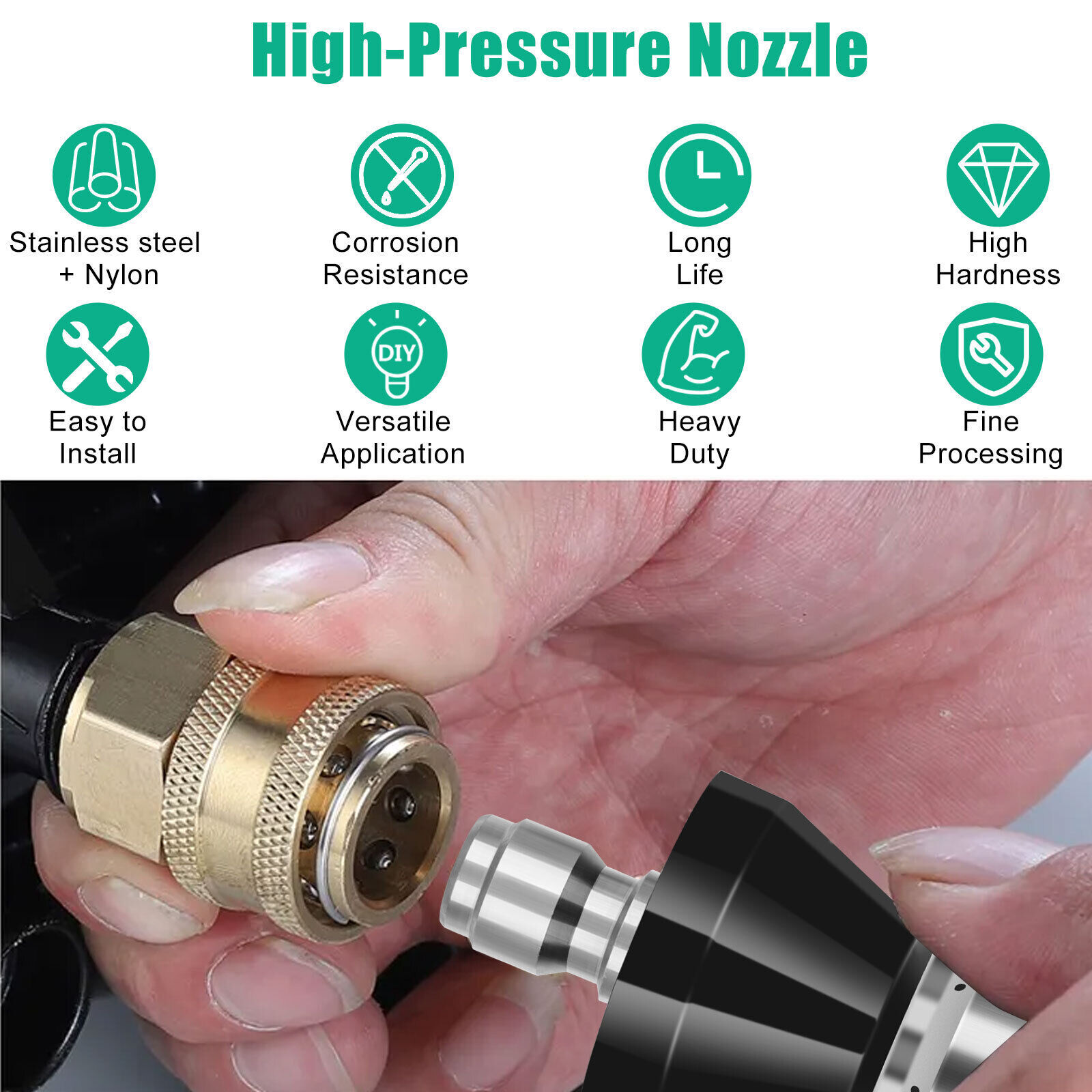 Sewer Cleaning Tool High-pressure Nozzle 5000psi Pipe Cleaner 1/4″ Connector USA